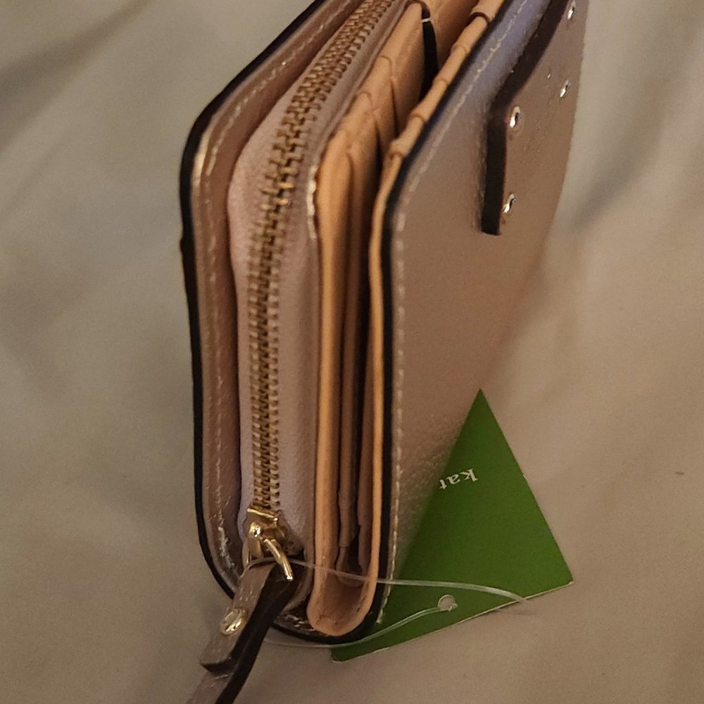 Kate Spade Leather Wallet metallic rosegold clutch - Picture 2 of 7